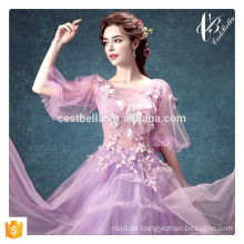 Lace Appliqued Ballkleid Designs 2016 Lange bodenlangen formale Brautkleider Violet Hochzeitskleid